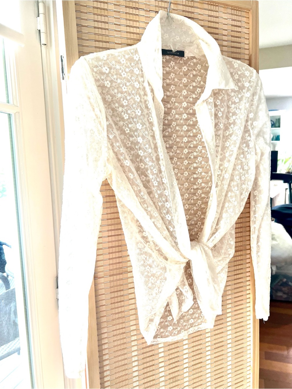 Summer Lace Cover Up Button Down Blouse EUC S